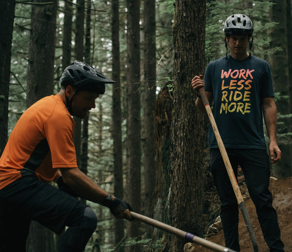 OneUp Components Logo T Shirt Midnight Blue Work Less Ride More Fade